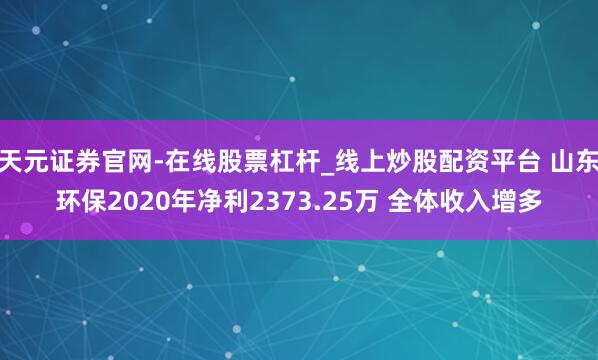 天元证券官网-在线股票杠杆_线上炒股配资平台 山东环保2020年净利2373.25万 全体收入增多