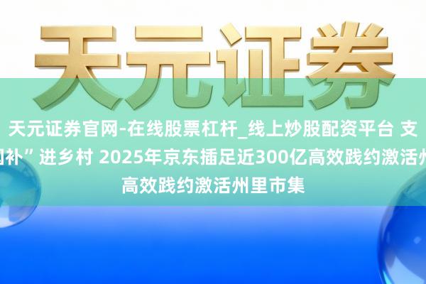 天元证券官网-在线股票杠杆_线上炒股配资平台 支合手“国补”进乡村 2025年京东插足近300亿高效践约激活州里市集