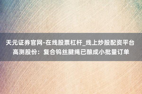 天元证券官网-在线股票杠杆_线上炒股配资平台 高测股份：复合钨丝腱绳已酿成小批量订单