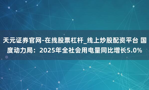 天元证券官网-在线股票杠杆_线上炒股配资平台 国度动力局：2025年全社会用电量同比增长5.0%