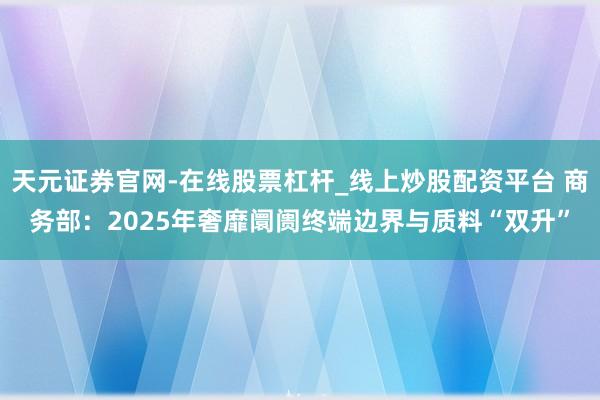 天元证券官网-在线股票杠杆_线上炒股配资平台 商务部：2025年奢靡阛阓终端边界与质料“双升”
