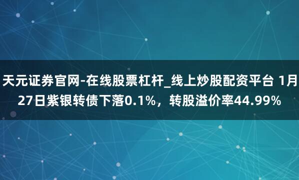 天元证券官网-在线股票杠杆_线上炒股配资平台 1月27日紫银转债下落0.1%，转股溢价率44.99%